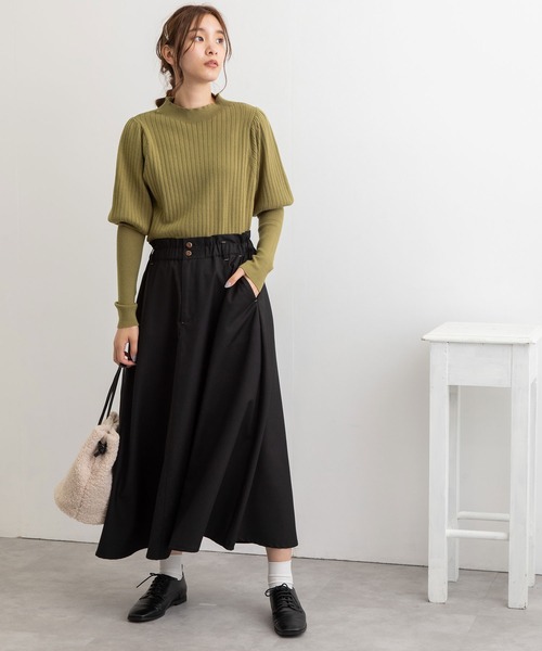 POU DOU DOU(プードゥドゥ)の「パフスリーブワイドリブニット(ニット/セーター・レディース・ブラック/ブルー/グリーン/アイボリー・3)」の10枚目の写真