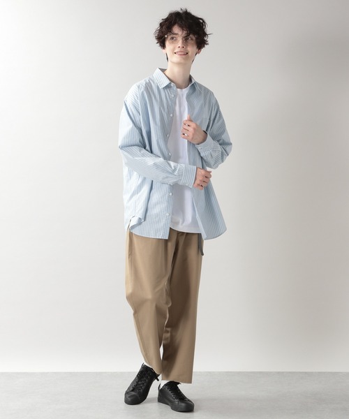 RAGEBLUE（レイジブルー）の「ストライプ/セミロングシャツ/203108（シャツ/ブラウス・メンズ・ベージュ/ブルー・MEDIUM/LARGE）」の17枚目の写真