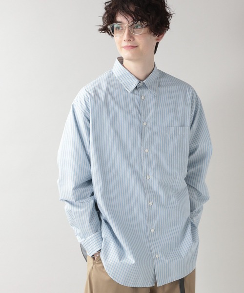 RAGEBLUE（レイジブルー）の「ストライプ/セミロングシャツ/203108（シャツ/ブラウス・メンズ・ベージュ/ブルー・MEDIUM/LARGE）」の7枚目の写真