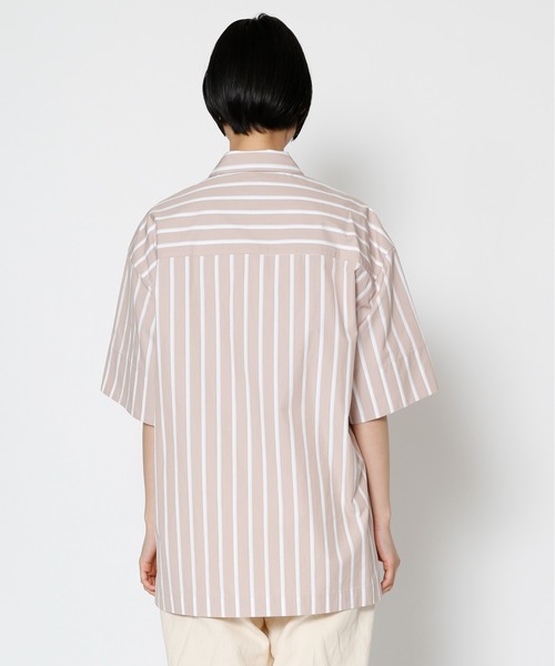 UNDECORATED(アンデコレイテッド)の「UNDECORATED アンデコレイテッド / Hi Count Cotton Stripe S/S Shirt 高密度コットン ストライプ オーバーサイズ半袖シャツ / UDS22203(シャツ/ブラウス・メンズ・ベージュ/ブルー・1/2/3/0)」の19枚目の写真