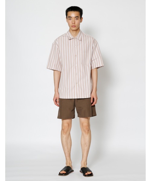 UNDECORATED(アンデコレイテッド)の「UNDECORATED アンデコレイテッド / Hi Count Cotton Stripe S/S Shirt 高密度コットン ストライプ オーバーサイズ半袖シャツ / UDS22203(シャツ/ブラウス・メンズ・ベージュ/ブルー・1/2/3/0)」の11枚目の写真