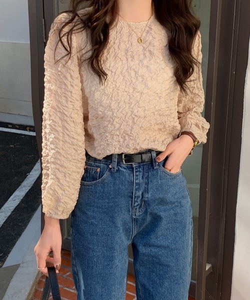 Diosfront（ディオスフロント）の「ボリュームスリーブワッシャーブラウス（シャツ/ブラウス・レディース・アイボリー/ブラック/ベージュ・FREE）」の3枚目の写真