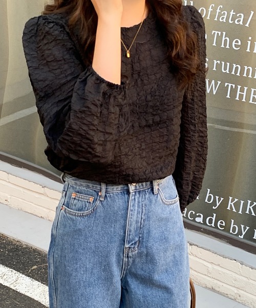 Diosfront（ディオスフロント）の「ボリュームスリーブワッシャーブラウス（シャツ/ブラウス・レディース・アイボリー/ブラック/ベージュ・FREE）」の2枚目の写真