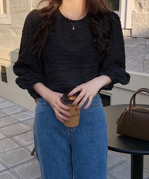 Diosfront（ディオスフロント）の「ボリュームスリーブワッシャーブラウス（シャツ/ブラウス・レディース・アイボリー/ブラック/ベージュ・FREE）」の5枚目の写真