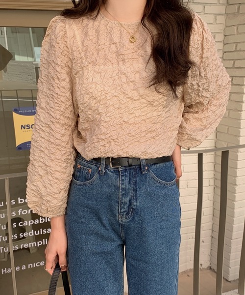 Diosfront（ディオスフロント）の「ボリュームスリーブワッシャーブラウス（シャツ/ブラウス・レディース・アイボリー/ブラック/ベージュ・FREE）」の6枚目の写真