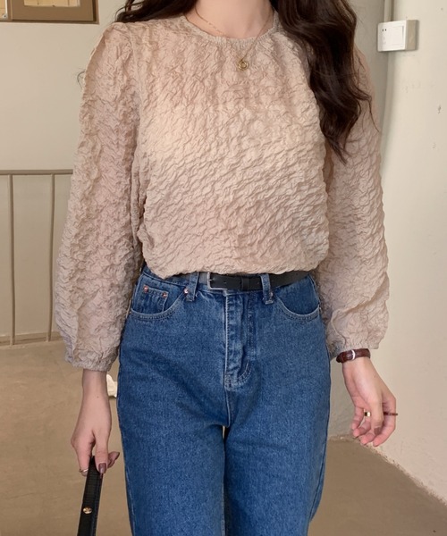 Diosfront（ディオスフロント）の「ボリュームスリーブワッシャーブラウス（シャツ/ブラウス・レディース・アイボリー/ブラック/ベージュ・FREE）」の8枚目の写真