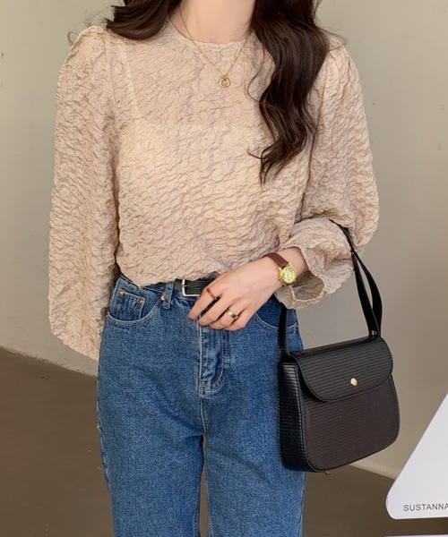 Diosfront（ディオスフロント）の「ボリュームスリーブワッシャーブラウス（シャツ/ブラウス・レディース・アイボリー/ブラック/ベージュ・FREE）」の9枚目の写真