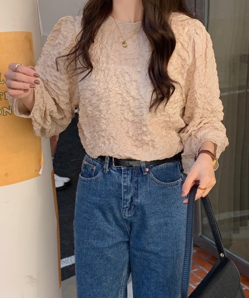 Diosfront（ディオスフロント）の「ボリュームスリーブワッシャーブラウス（シャツ/ブラウス・レディース・アイボリー/ブラック/ベージュ・FREE）」の11枚目の写真