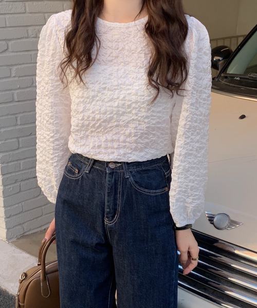 Diosfront（ディオスフロント）の「ボリュームスリーブワッシャーブラウス（シャツ/ブラウス・レディース・アイボリー/ブラック/ベージュ・FREE）」の15枚目の写真