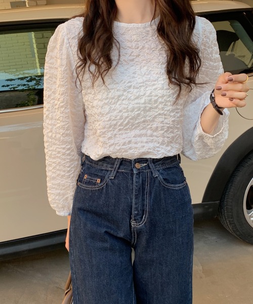 Diosfront（ディオスフロント）の「ボリュームスリーブワッシャーブラウス（シャツ/ブラウス・レディース・アイボリー/ブラック/ベージュ・FREE）」の17枚目の写真