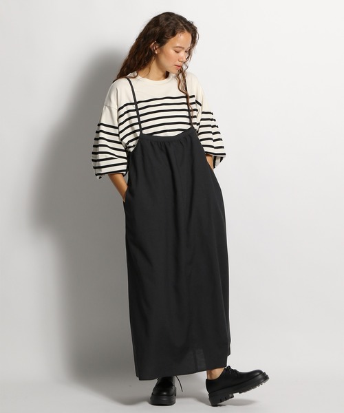 niko and...（ニコアンド）の「前ギャザーキャミワンピース（ワンピース・レディース・ブラック/カーキ・FREE）」の2枚目の写真