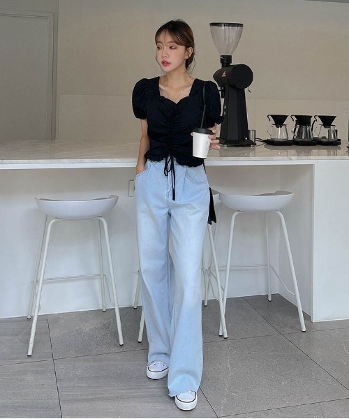 SONA（ソナ）の「SONYUNARA ライトブルーワイドデニムパンツ（デニムパンツ・レディース・ライトブルー・SMALL/MEDIUM）」の10枚目の写真