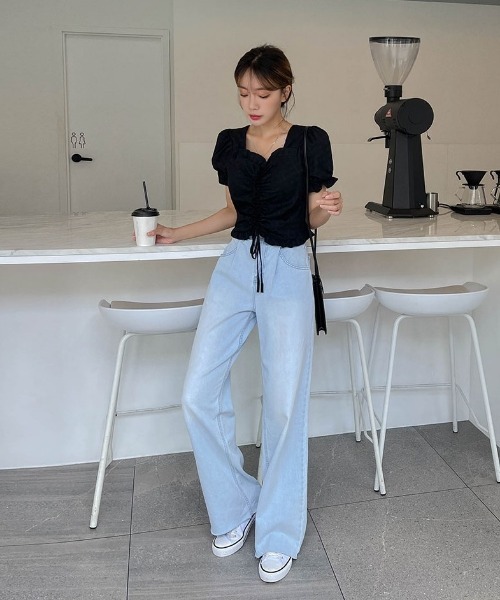 SONA（ソナ）の「SONYUNARA ライトブルーワイドデニムパンツ（デニムパンツ・レディース・ライトブルー・SMALL/MEDIUM）」の3枚目の写真