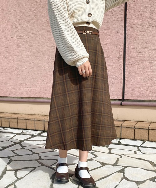 apres jour（アプレジュール）の「チェックフレアースカート【ZOZOTOWN限定アイテム】（スカート・レディース・ダークブラウン/グリーン系その他/ブラウン系その他・SMALL/MEDIUM/X-LARGE）」の5枚目の写真