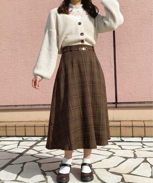 apres jour（アプレジュール）の「チェックフレアースカート【ZOZOTOWN限定アイテム】（スカート・レディース・ダークブラウン/グリーン系その他/ブラウン系その他・SMALL/MEDIUM/X-LARGE）」の8枚目の写真