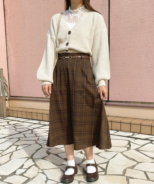 apres jour（アプレジュール）の「チェックフレアースカート【ZOZOTOWN限定アイテム】（スカート・レディース・ダークブラウン/グリーン系その他/ブラウン系その他・SMALL/MEDIUM/X-LARGE）」の10枚目の写真