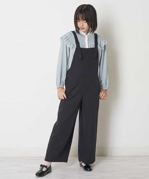a.v.v（アーヴェヴェ）の「[100-130]バックレースアップサロペット（サロペット/オーバーオール・キッズ・ブラック/サンドベージュ・120/130/100/110）」の8枚目の写真