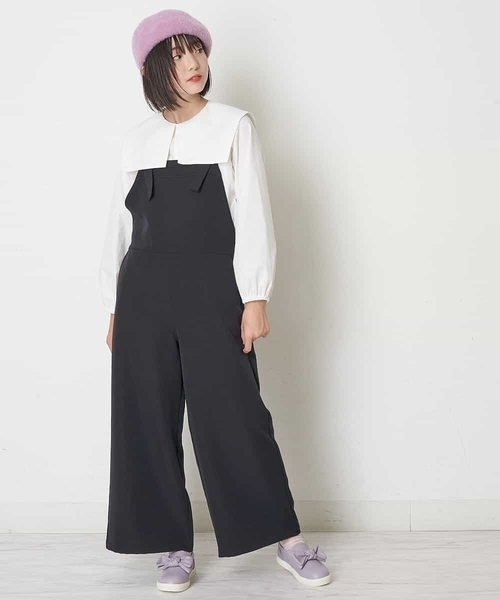 a.v.v（アーヴェヴェ）の「[100-130]バックレースアップサロペット（サロペット/オーバーオール・キッズ・ブラック/サンドベージュ・120/130/100/110）」の11枚目の写真
