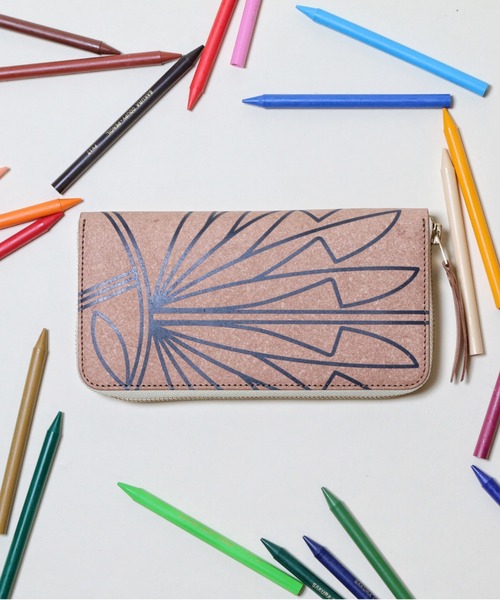 Recycled leather zip long wallet