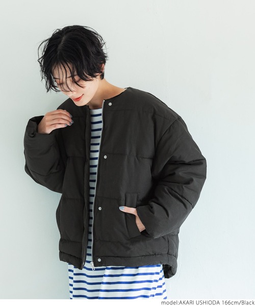 coca（coca）（コカ）の「ノーカラーフェイクダウンジャケット（ダウンジャケット/コート・レディース・ブラック・ONE SIZE）」の5枚目の写真