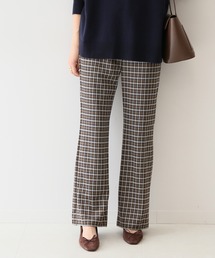 SLOBE IENA | PEストレッチチェックフレアパンツ【ウエストゴム/手洗い可能】◆(その他パンツ)