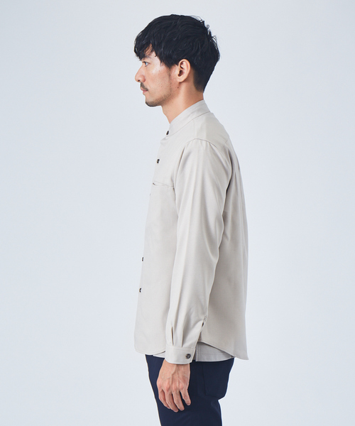 ABAHOUSE GRAY(アバハウスグレイ)の「ウールライク バンドカラー シャツ(シャツ/ブラウス・メンズ・グレー/グレイッシュベージュ/オレンジ系その他/サックスブルー・46/48/50)」の7枚目の写真