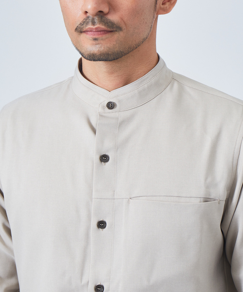 ABAHOUSE GRAY(アバハウスグレイ)の「ウールライク バンドカラー シャツ(シャツ/ブラウス・メンズ・グレー/グレイッシュベージュ/オレンジ系その他/サックスブルー・46/48/50)」の9枚目の写真