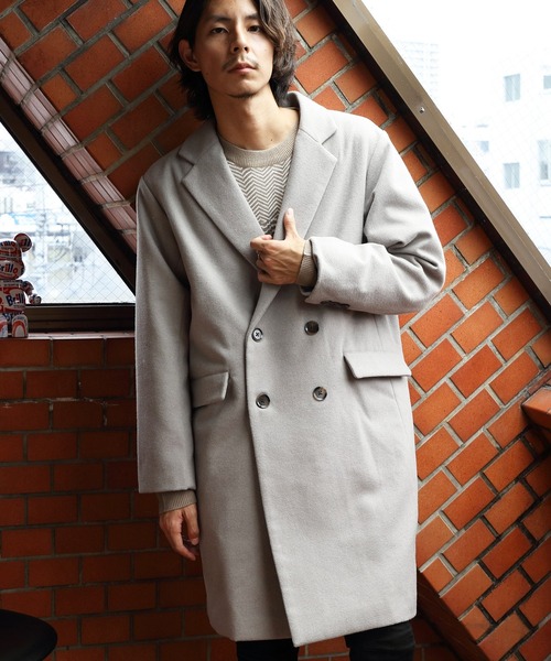 ８(eight)（エイト）の「ウールダブルブレストチェスターコート（チェスターコート・メンズ・グレイッシュベージュ/ブラウン/ブルーグレー/ベージュ系その他・MEDIUM/LARGE）」の4枚目の写真