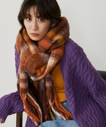 シャギーチェックボリュームマフラー