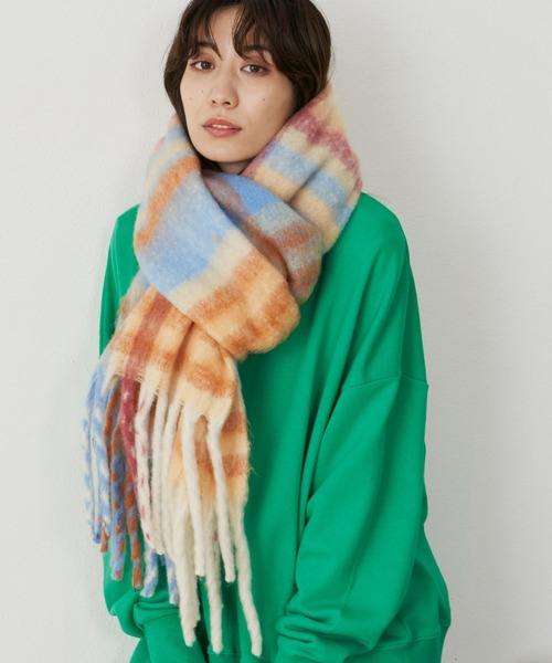 Auntie Rosa Holiday（アンティローザホリデー）の「シャギーチェックボリュームマフラー（マフラー・レディース・ピンク/ベージュ/ブラウン・FREE）」の16枚目の写真