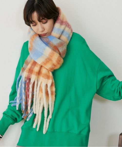 Auntie Rosa Holiday（アンティローザホリデー）の「シャギーチェックボリュームマフラー（マフラー・レディース・ピンク/ベージュ/ブラウン・FREE）」の12枚目の写真