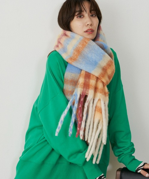 Auntie Rosa Holiday（アンティローザホリデー）の「シャギーチェックボリュームマフラー（マフラー・レディース・ピンク/ベージュ/ブラウン・FREE）」の6枚目の写真