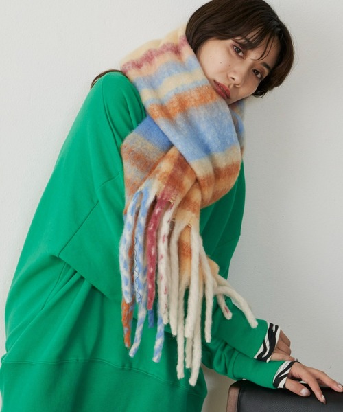 Auntie Rosa Holiday（アンティローザホリデー）の「シャギーチェックボリュームマフラー（マフラー・レディース・ピンク/ベージュ/ブラウン・FREE）」の4枚目の写真