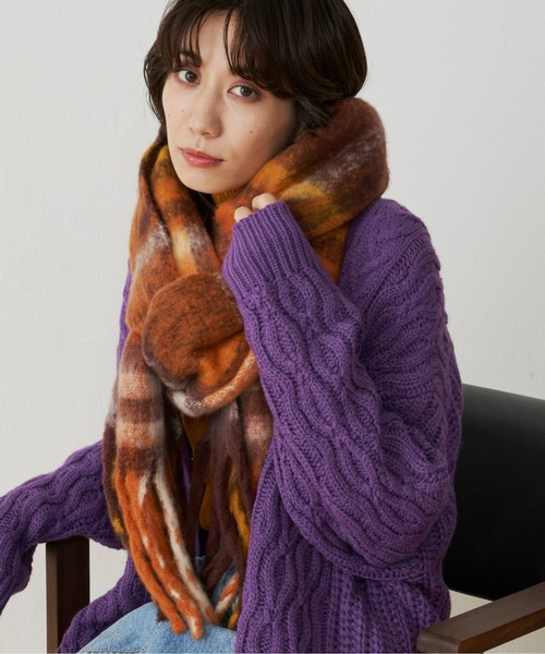 Auntie Rosa Holiday（アンティローザホリデー）の「シャギーチェックボリュームマフラー（マフラー・レディース・ピンク/ベージュ/ブラウン・FREE）」の19枚目の写真