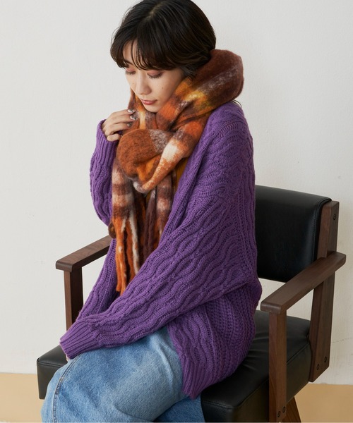 Auntie Rosa Holiday（アンティローザホリデー）の「シャギーチェックボリュームマフラー（マフラー・レディース・ピンク/ベージュ/ブラウン・FREE）」の15枚目の写真