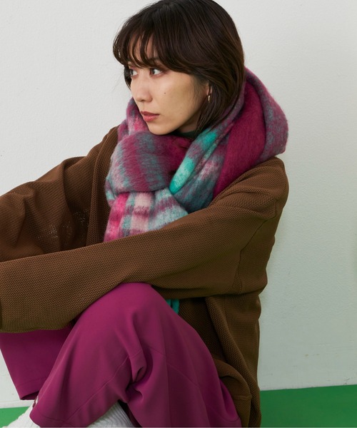 Auntie Rosa Holiday（アンティローザホリデー）の「シャギーチェックボリュームマフラー（マフラー・レディース・ピンク/ベージュ/ブラウン・FREE）」の18枚目の写真