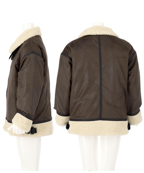 ANAP kids(アナップキッズ)の「フェイクレザー裏ボアB3ジャケット(ブルゾン・キッズ・ブラウン/ブラック・L/S/M)」の17枚目の写真