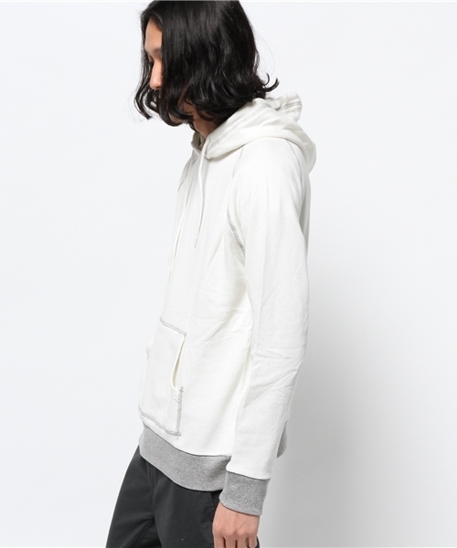 WEGO(ウィゴー)の「WEGO/リブ配色プルパーカー(パーカー・メンズ・ホワイト/杢グレー・LARGE/MEDIUM)」の4枚目の写真