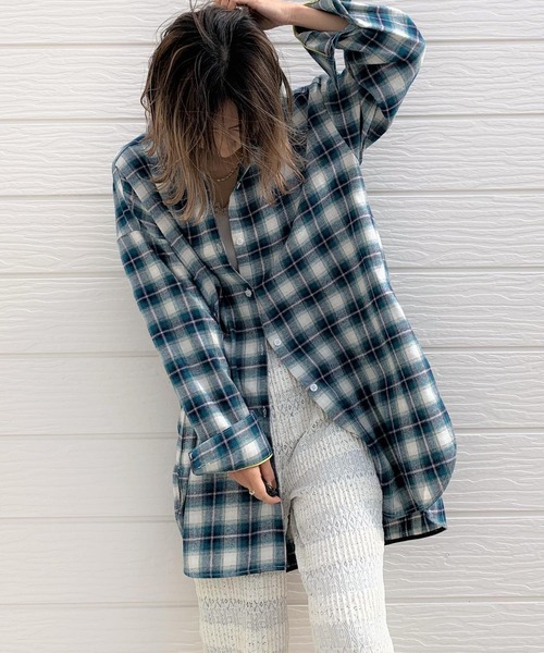 Q(キュー)の「バンドカラーロングシャツ(シャツ/ブラウス・レディース・ブラック系その他/ホワイト/ブルー系その他・MEDIUM)」の3枚目の写真