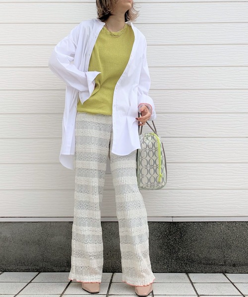 Q(キュー)の「バンドカラーロングシャツ(シャツ/ブラウス・レディース・ブラック系その他/ホワイト/ブルー系その他・MEDIUM)」の12枚目の写真