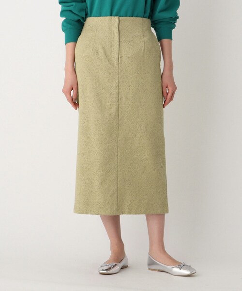 OPAQUE.CLIP（オペークドットクリップ）の「◆ボタニカルジャカード ナロースカート【WEB限定サイズ】（スカート・レディース・ブラック/サンドベージュ・40/42/38）」の3枚目の写真