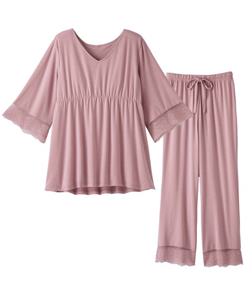 パデット付レースづかいルームウェアセット