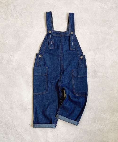Life Support Products(ライフサポートプロダクツ)の「【コットンUSA】ビッグポケットデニムオーバーオール(80~160cm)(サロペット/オーバーオール・キッズ・ネイビー/ストライプ/キナリ・140/130/120/100/160/90/150/80/110/95)」の3枚目の写真