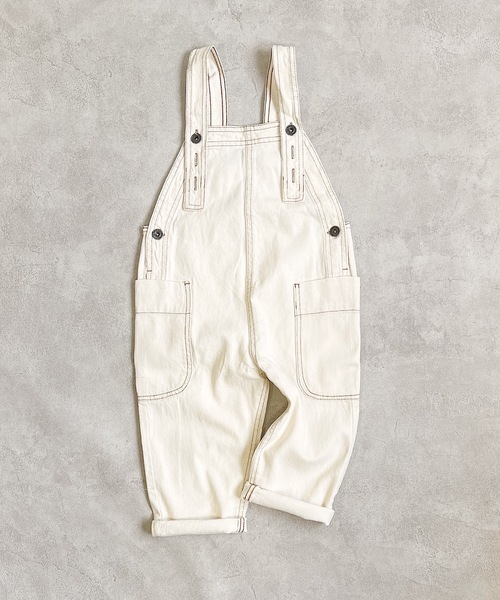 Life Support Products(ライフサポートプロダクツ)の「【コットンUSA】ビッグポケットデニムオーバーオール(80~160cm)(サロペット/オーバーオール・キッズ・ネイビー/ストライプ/キナリ・140/130/120/100/160/90/150/80/110/95)」の2枚目の写真