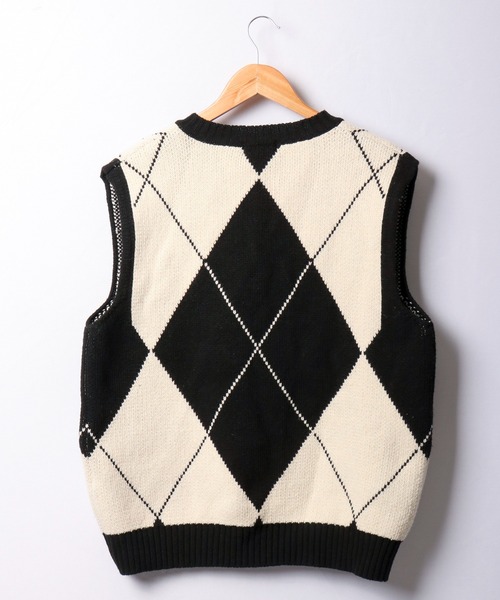 CIAO（チャオ）の「ciao ルーズ ビッグアーガイルチェック柄ベスト（ベスト・メンズ・ブラック/グレー・FREE）」の4枚目の写真