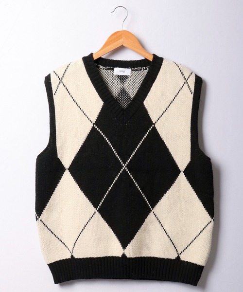 CIAO（チャオ）の「ciao ルーズ ビッグアーガイルチェック柄ベスト（ベスト・メンズ・ブラック/グレー・FREE）」の3枚目の写真