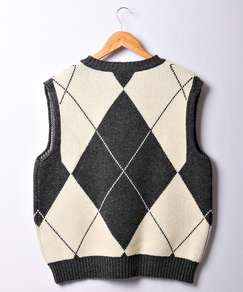 CIAO（チャオ）の「ciao ルーズ ビッグアーガイルチェック柄ベスト（ベスト・メンズ・ブラック/グレー・FREE）」の15枚目の写真