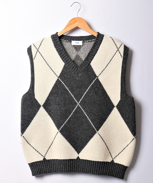 CIAO（チャオ）の「ciao ルーズ ビッグアーガイルチェック柄ベスト（ベスト・メンズ・ブラック/グレー・FREE）」の14枚目の写真