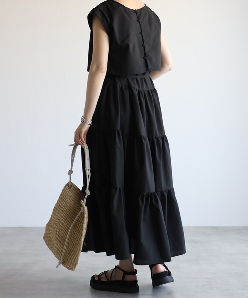 r.（アールドット）の「レイヤード ティアードワンピース（ワンピース・レディース・ホワイト/ブラック/モカ/ブルー・FREE）」の18枚目の写真