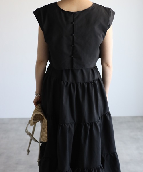 r.（アールドット）の「レイヤード ティアードワンピース（ワンピース・レディース・ホワイト/ブラック/モカ/ブルー・FREE）」の21枚目の写真
